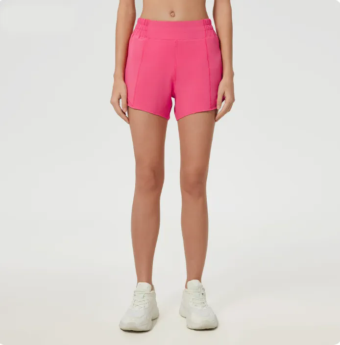 New Women Running High Waisted Pocket Sporty Workout Shorts