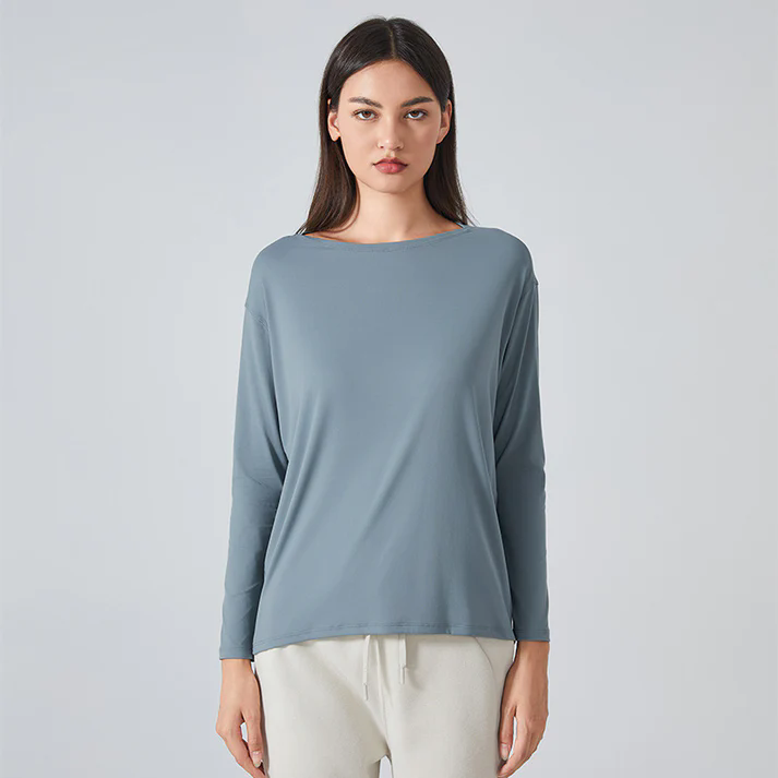 Women Fitness Top Loose Long-Sleeve