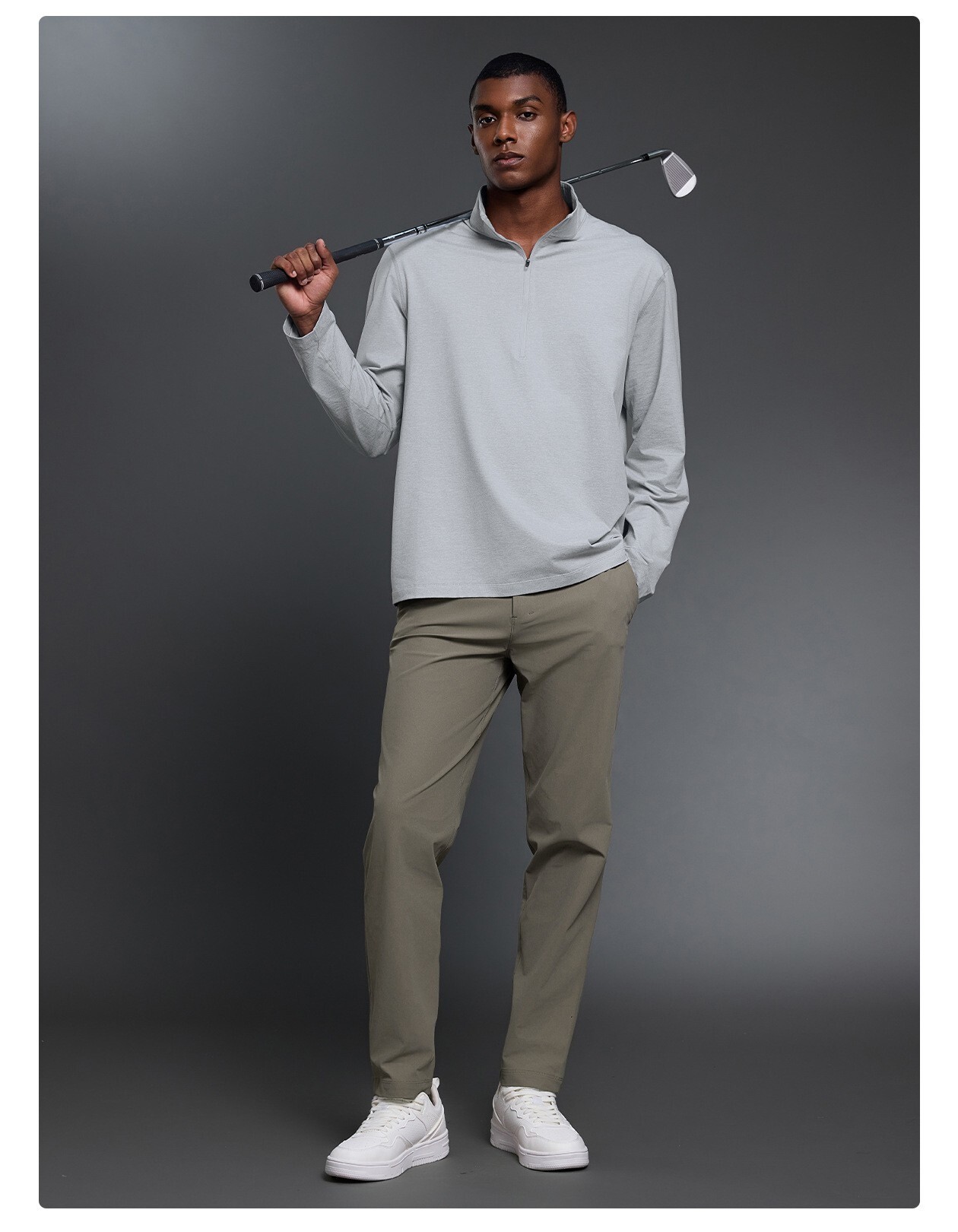 mens Collection Regular Fit Classic Zip Up Mock Neck Sweatshirt