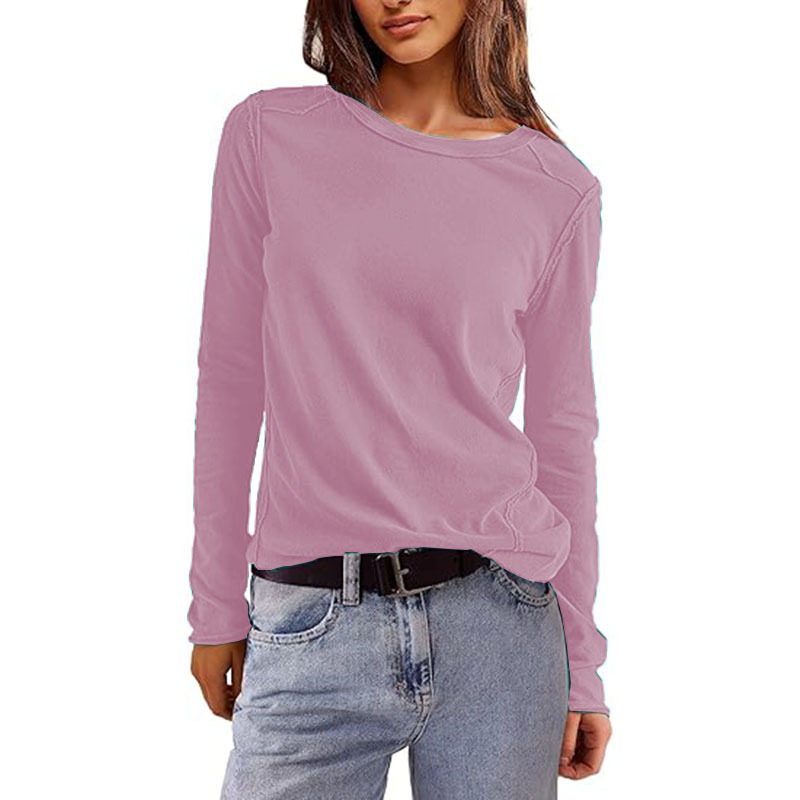 Women's Cotton Crewneck T-Shirts Long Sleeve
