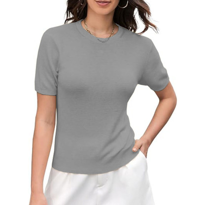 Women Crewneck T-Shirt Lightweight Cotton Short Sleeve Tee
