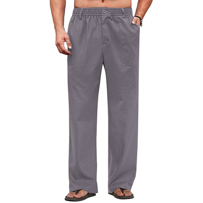 Men Casual Loose Fit Elastic Drawstring Waist Pants