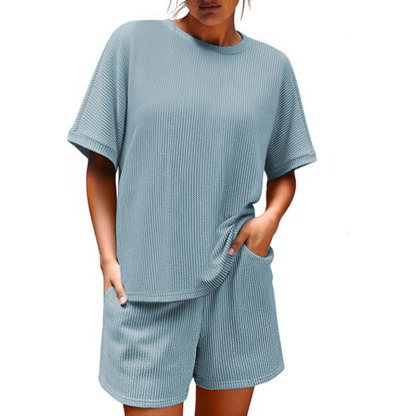 2025 Women Short Sleeve and High Waist Shorts Lounge Sets