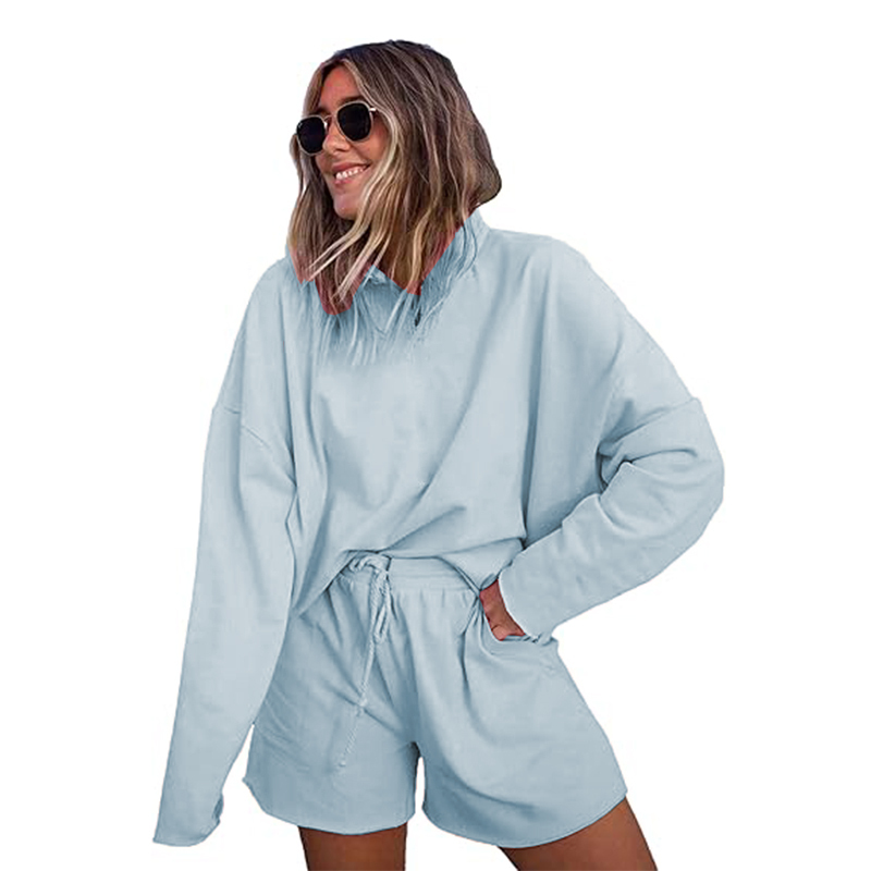 Women's Short Sleeve and High Waist Shorts Lounge Sets