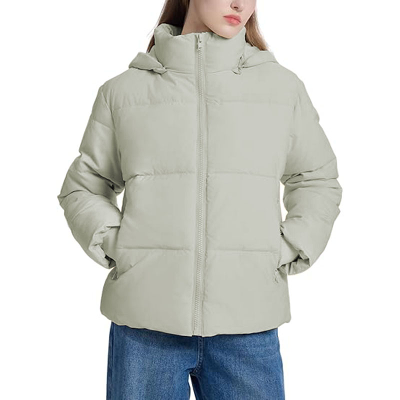 Womens Cropped Puffer Jacket Warm Winter Quilted Jacket