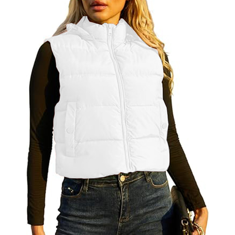 Womens Cropped Puffer Winter Sleeveless Warm Outerwear Vests