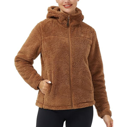 Women's Fuzzy Fleece Jacket Full Zip Up Lightweight