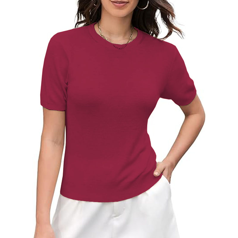 Women Crewneck T-Shirt Lightweight Cotton Short Sleeve Tee
