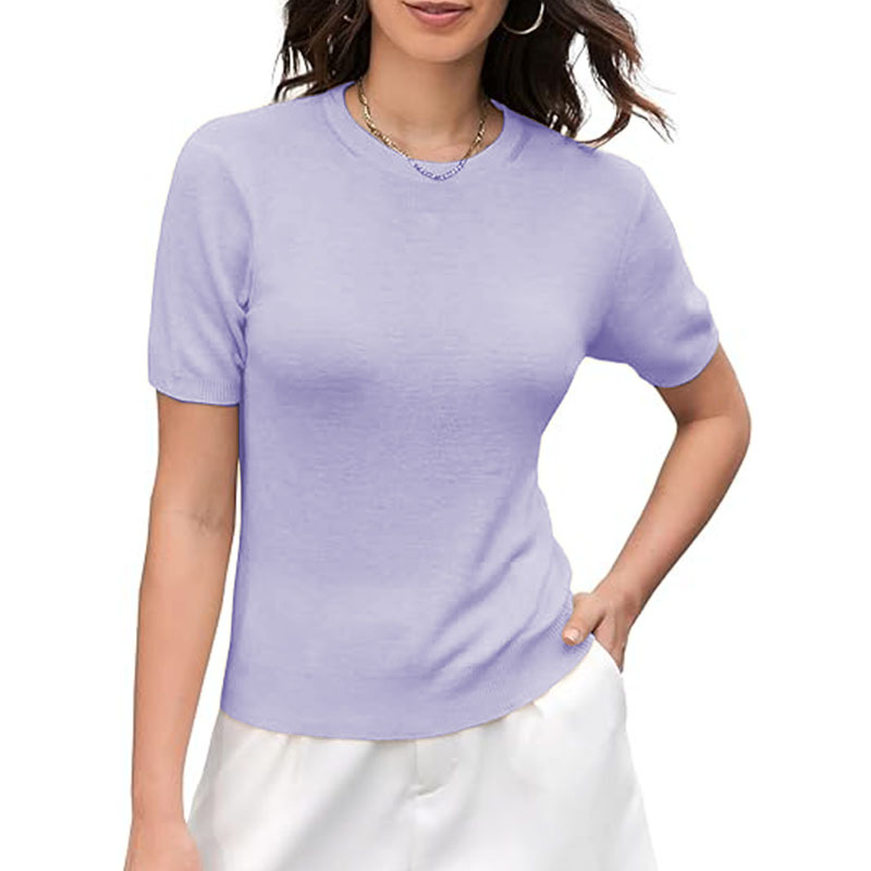 Women Crewneck T-Shirt Lightweight Cotton Short Sleeve Tee