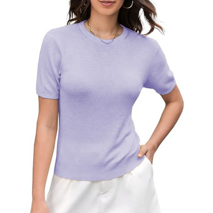 Women Crewneck T-Shirt Lightweight Cotton Short Sleeve Tee
