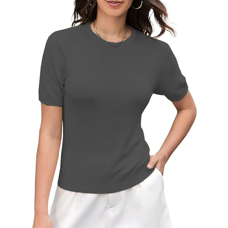 Women Crewneck T-Shirt Lightweight Cotton Short Sleeve Tee