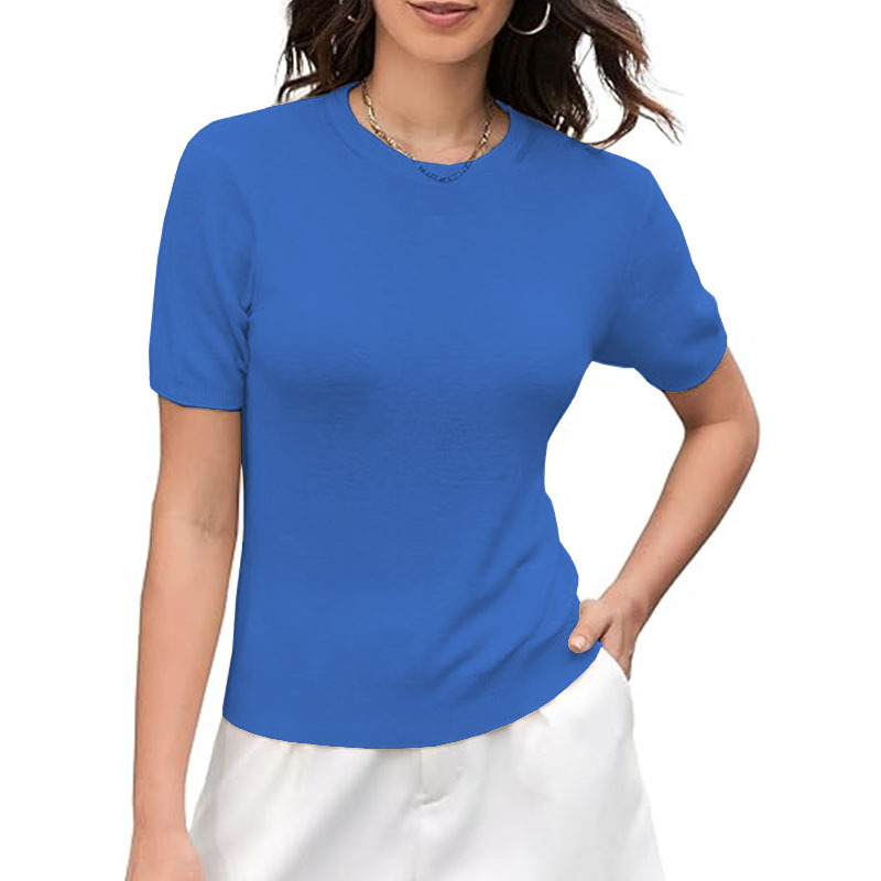 Women Crewneck T-Shirt Lightweight Cotton Short Sleeve Tee