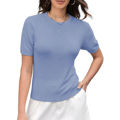 Women Crewneck T-Shirt Lightweight Cotton Short Sleeve Tee