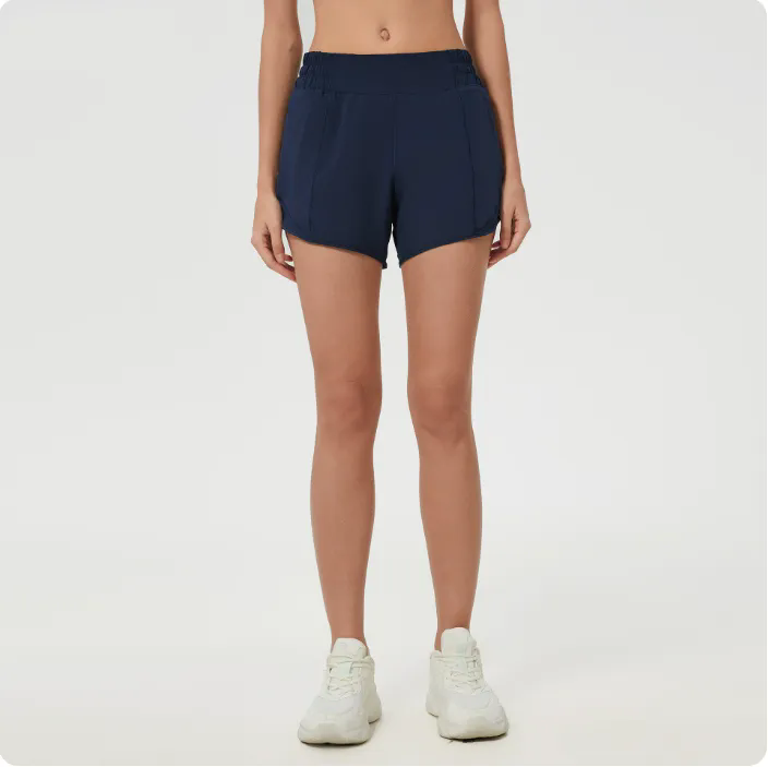 New Women Running High Waisted Pocket Sporty Workout Shorts