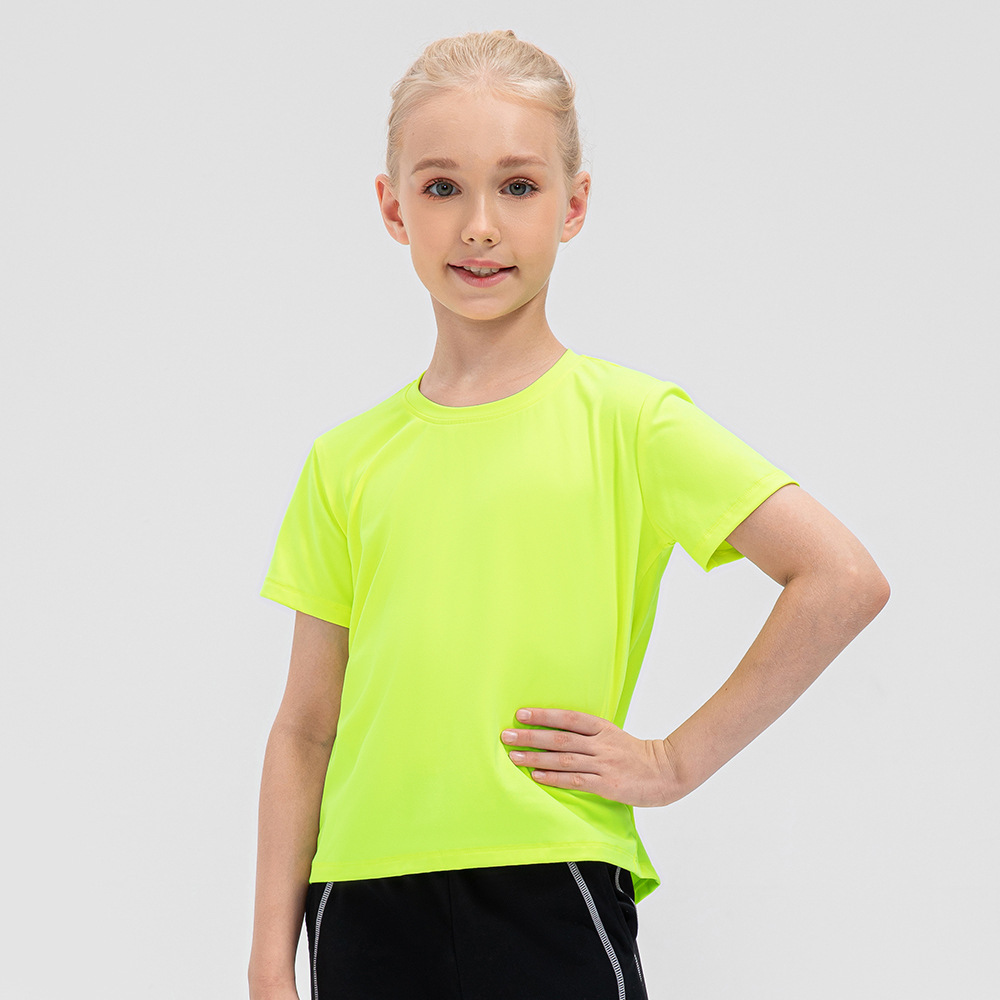 4 Colors Girls Kid Cute Shirt Quick Dry Breathable Stretch Short Sleeve Kids Clothing Children Yoga Sports Dance Tank Top Shirts