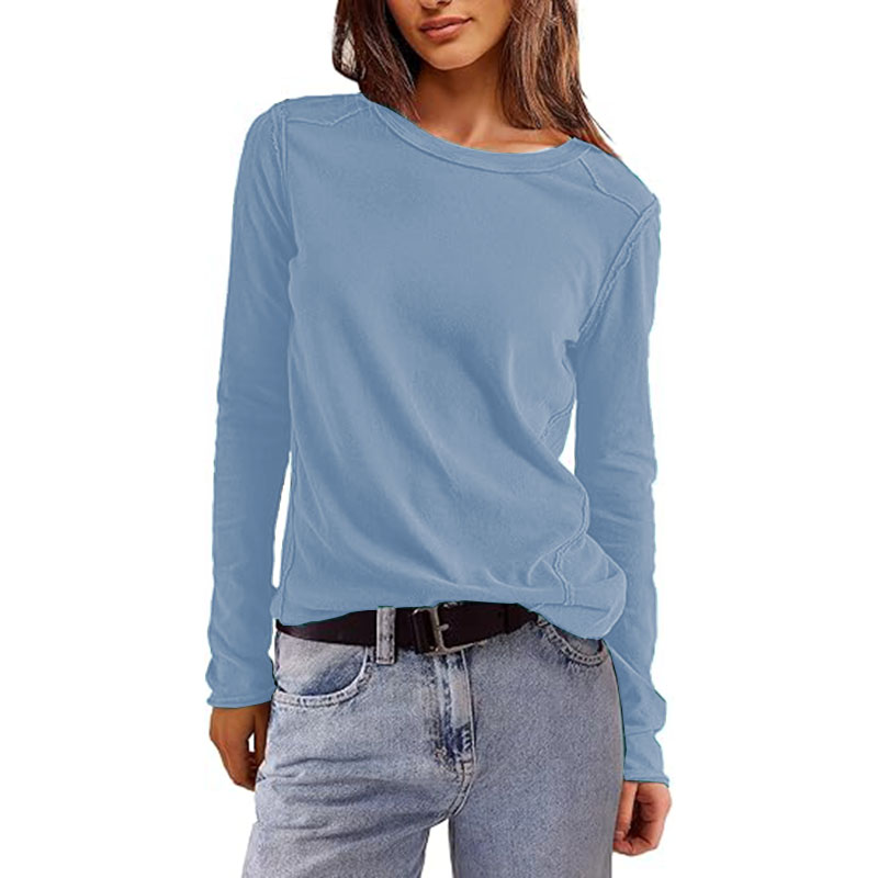 Women's Cotton Crewneck T-Shirts Long Sleeve