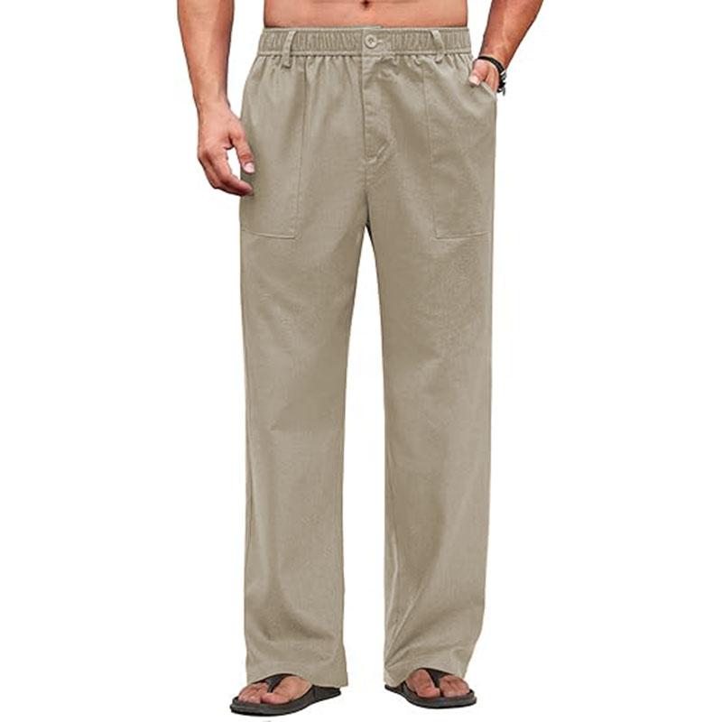 Men Casual Loose Fit Elastic Drawstring Waist Pants