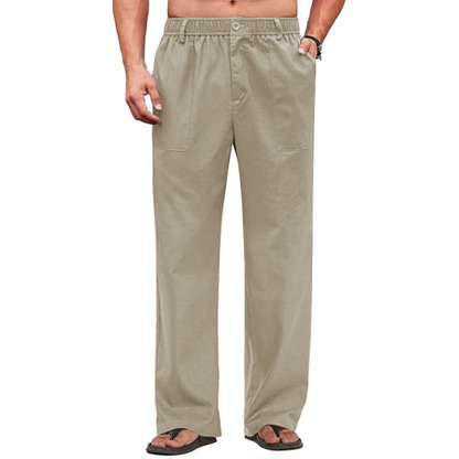 Men Casual Loose Fit Elastic Drawstring Waist Pants