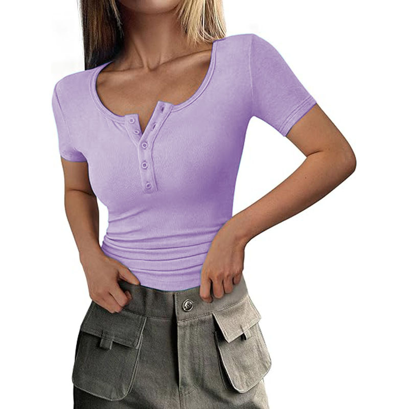 Womens Casual Basic Short Sleeve Summer Tops