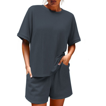 2025 Women Short Sleeve and High Waist Shorts Lounge Sets