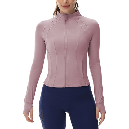 Women Lightweight Workout Jacket Fit Full Zip Athletic Jackets with Pockets