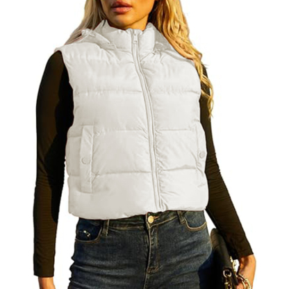 Womens Cropped Puffer Winter Sleeveless Warm Outerwear Vests