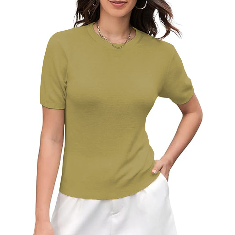 Women Crewneck T-Shirt Lightweight Cotton Short Sleeve Tee