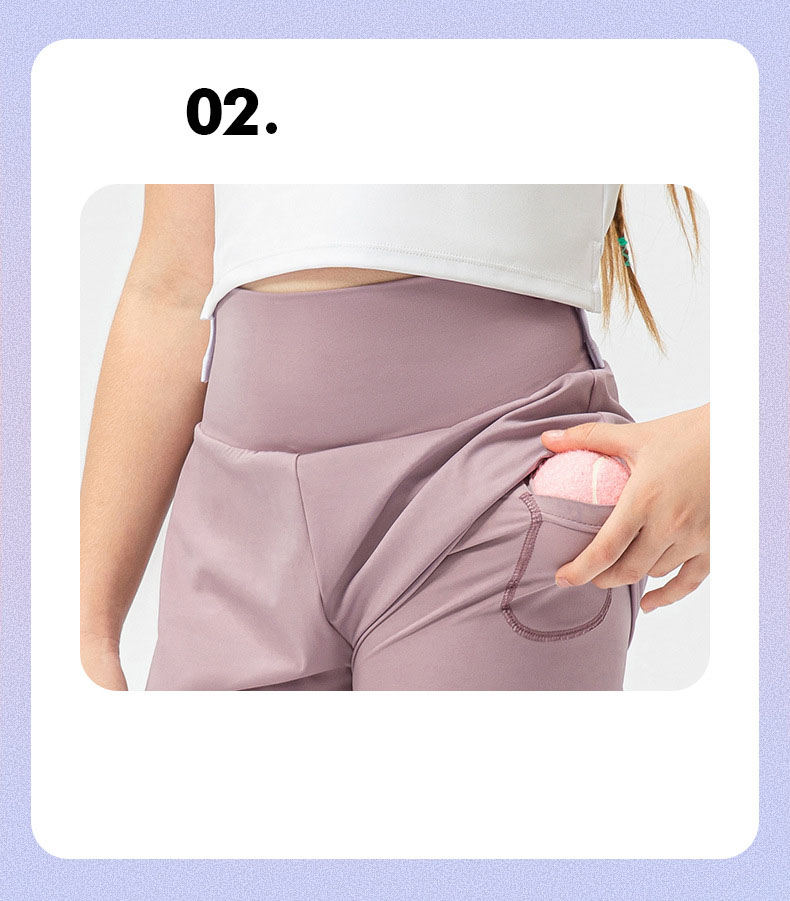 NWT Kid Girls Skirt Stretch Short Sports Tennis Short Liner Breathable Children Short 