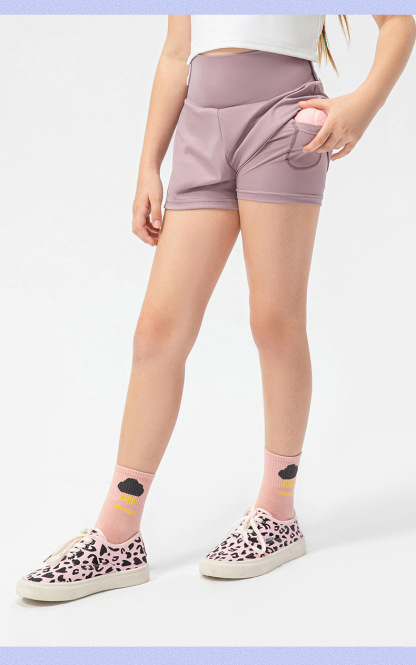 NWT Kid Girls Skirt Stretch Short Sports Tennis Short Liner Breathable Children Short 