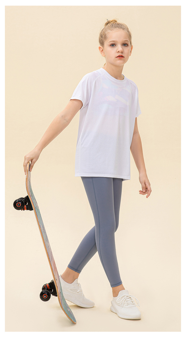 NWT Girls Kid Cute Shirt Quick Dry Breathable Stretch Short Sleeve Kids Clothing Children Yoga Sports Dance Tank Top Shirts