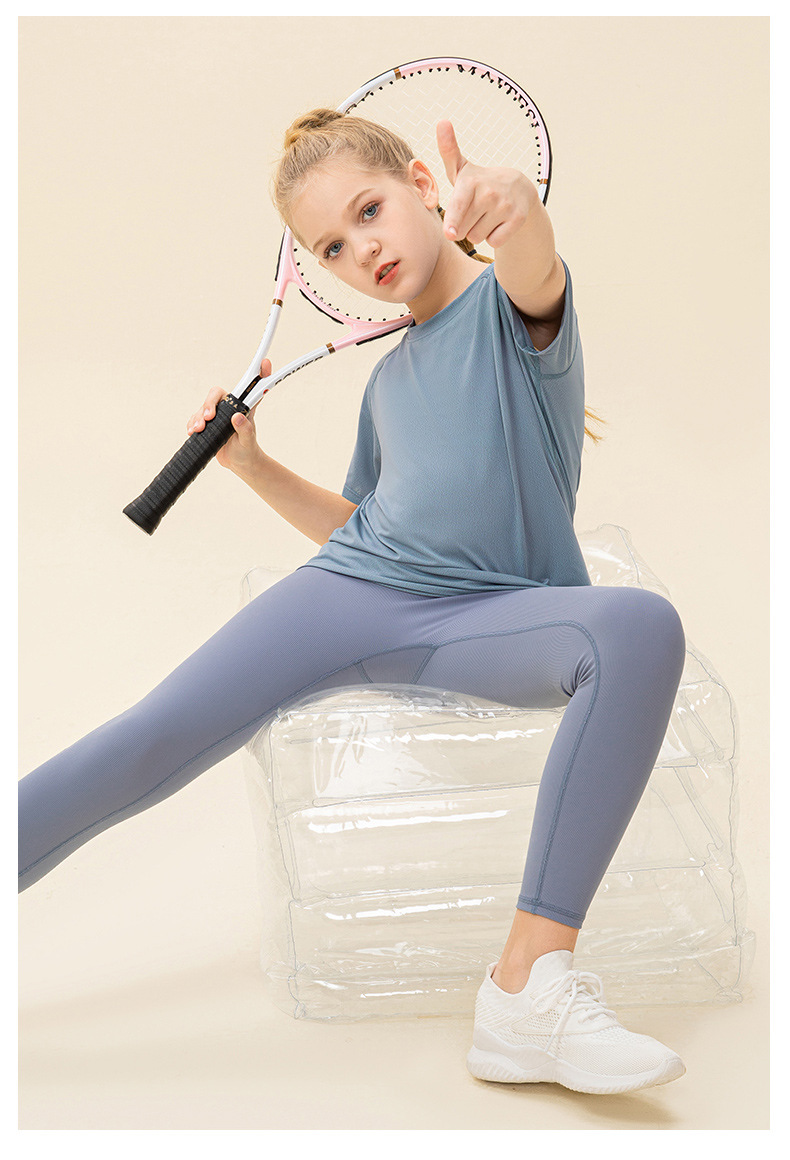 NWT Girls Kid Cute Shirt Quick Dry Breathable Stretch Short Sleeve Kids Clothing Children Yoga Sports Dance Tank Top Shirts