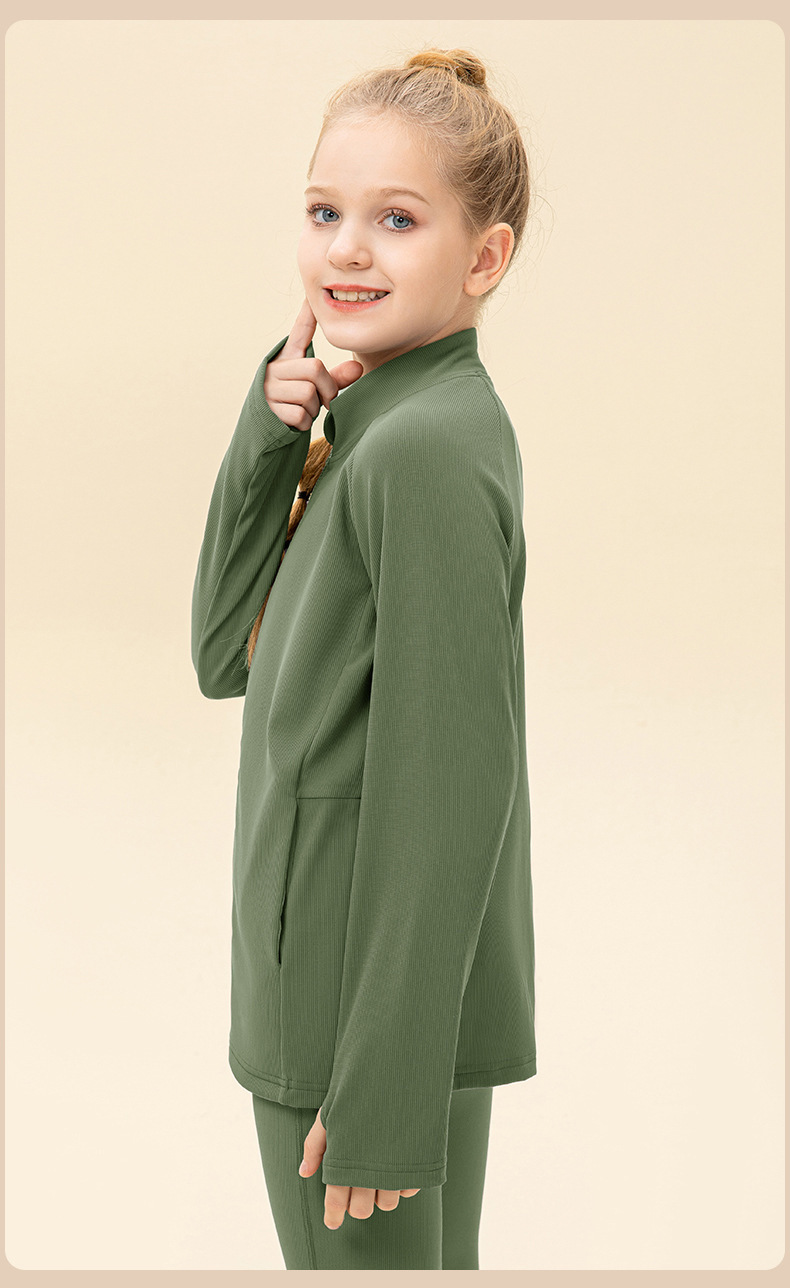 NWT 2 pcs Girls Kid Winter Fleece Jacket Breathable Stretch Top Thick & Dance Tight Kids Pant Children Yoga Sports Sets