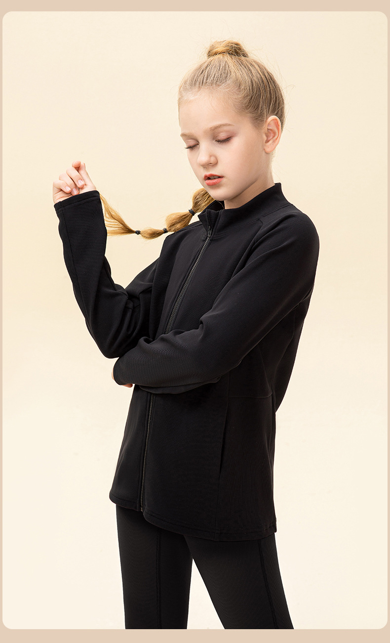 NWT 2 pcs Girls Kid Winter Fleece Jacket Breathable Stretch Top Thick & Dance Tight Kids Pant Children Yoga Sports Sets