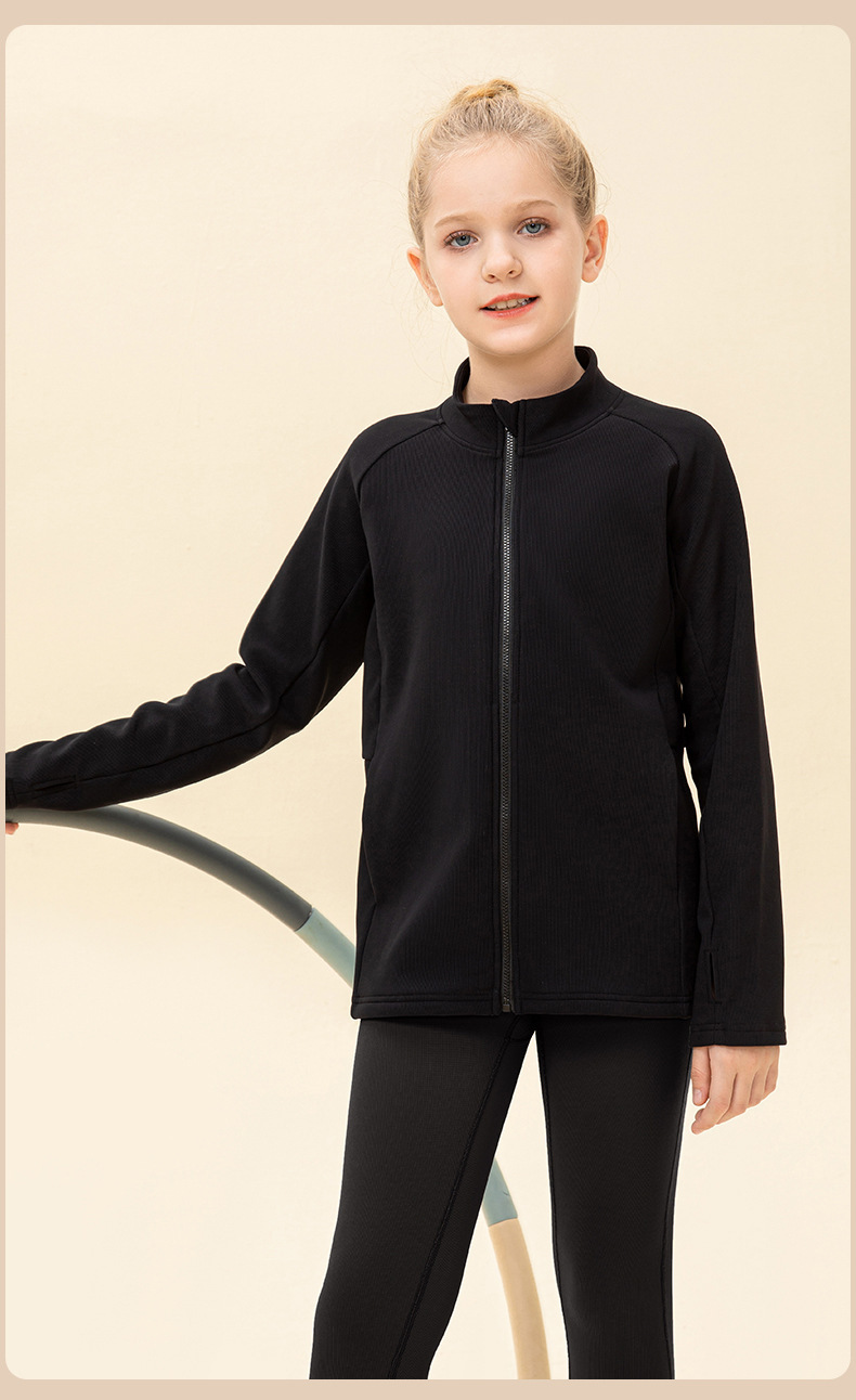 NWT 2 pcs Girls Kid Winter Fleece Jacket Breathable Stretch Top Thick & Dance Tight Kids Pant Children Yoga Sports Sets