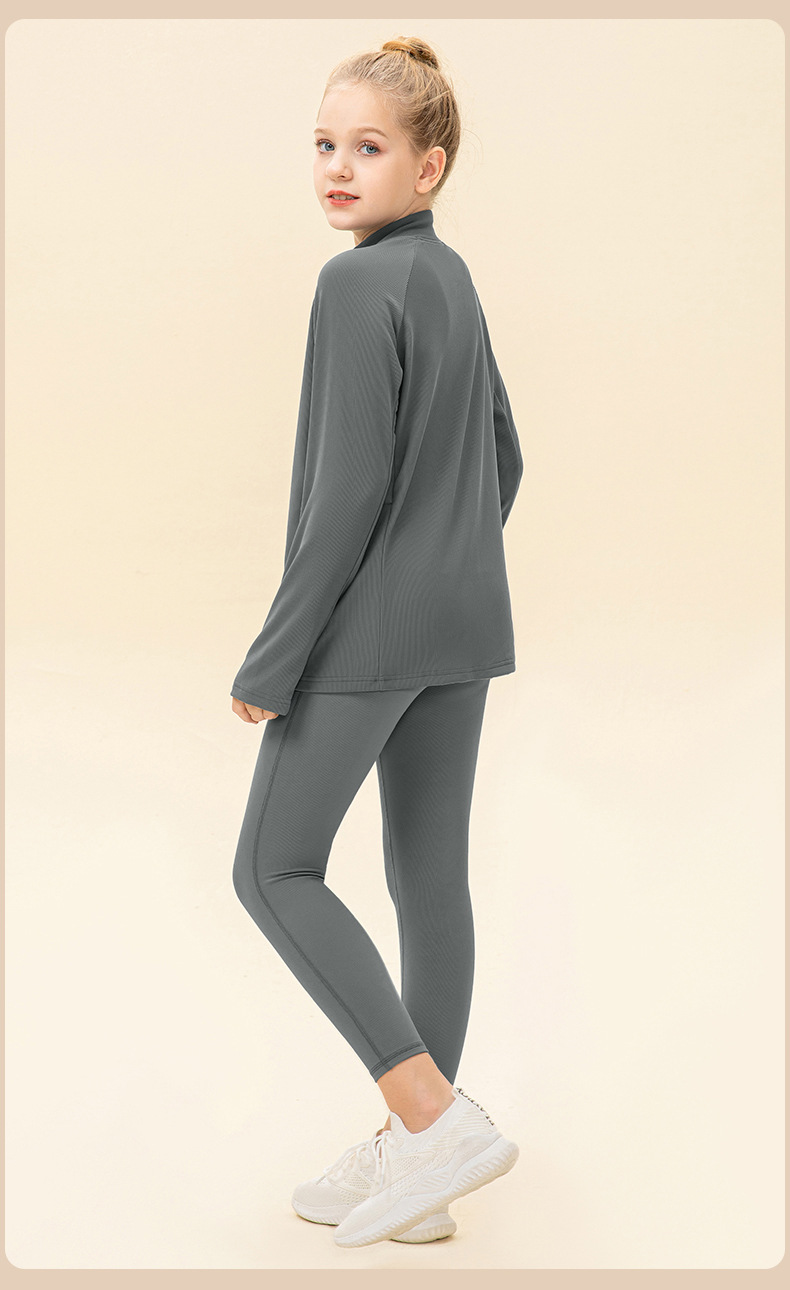 NWT 2 pcs Girls Kid Winter Fleece Jacket Breathable Stretch Top Thick & Dance Tight Kids Pant Children Yoga Sports Sets