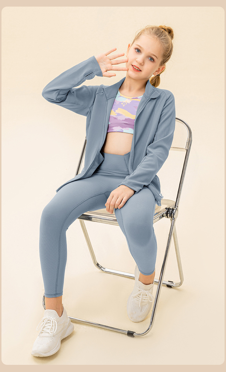 NWT 2 pcs Girls Kid Winter Fleece Jacket Breathable Stretch Top Thick & Dance Tight Kids Pant Children Yoga Sports Sets