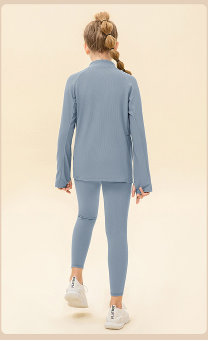 NWT 2 pcs Girls Kid Winter Fleece Jacket Breathable Stretch Top Thick & Dance Tight Kids Pant Children Yoga Sports Sets