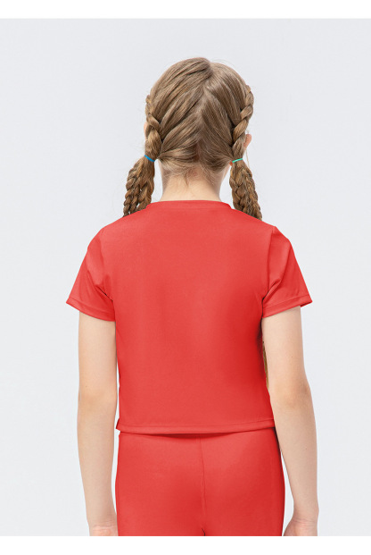 NWT Girls Kid Short Sleeve Shirt Cute Quick Dry Breathable Stretch Kids Children Yoga Sports Dance Tank Top Short Shirts