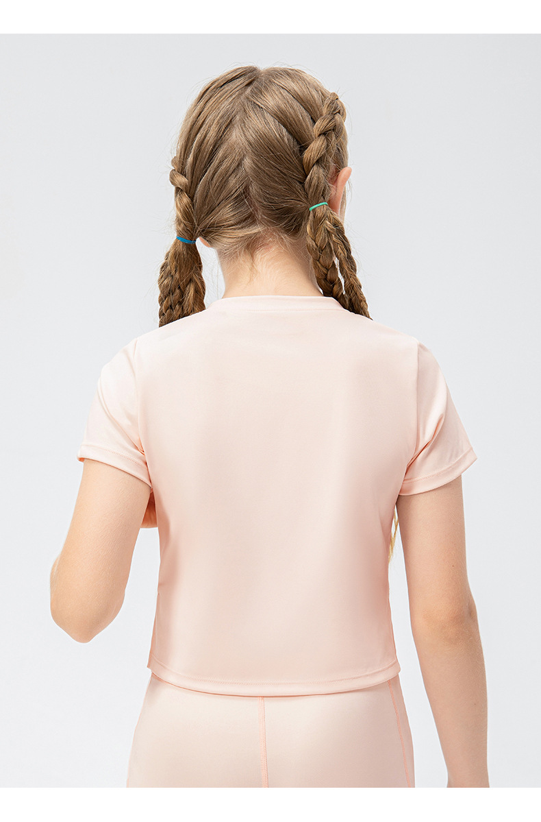 NWT Girls Kid Short Sleeve Shirt Cute Quick Dry Breathable Stretch Kids Children Yoga Sports Dance Tank Top Short Shirts