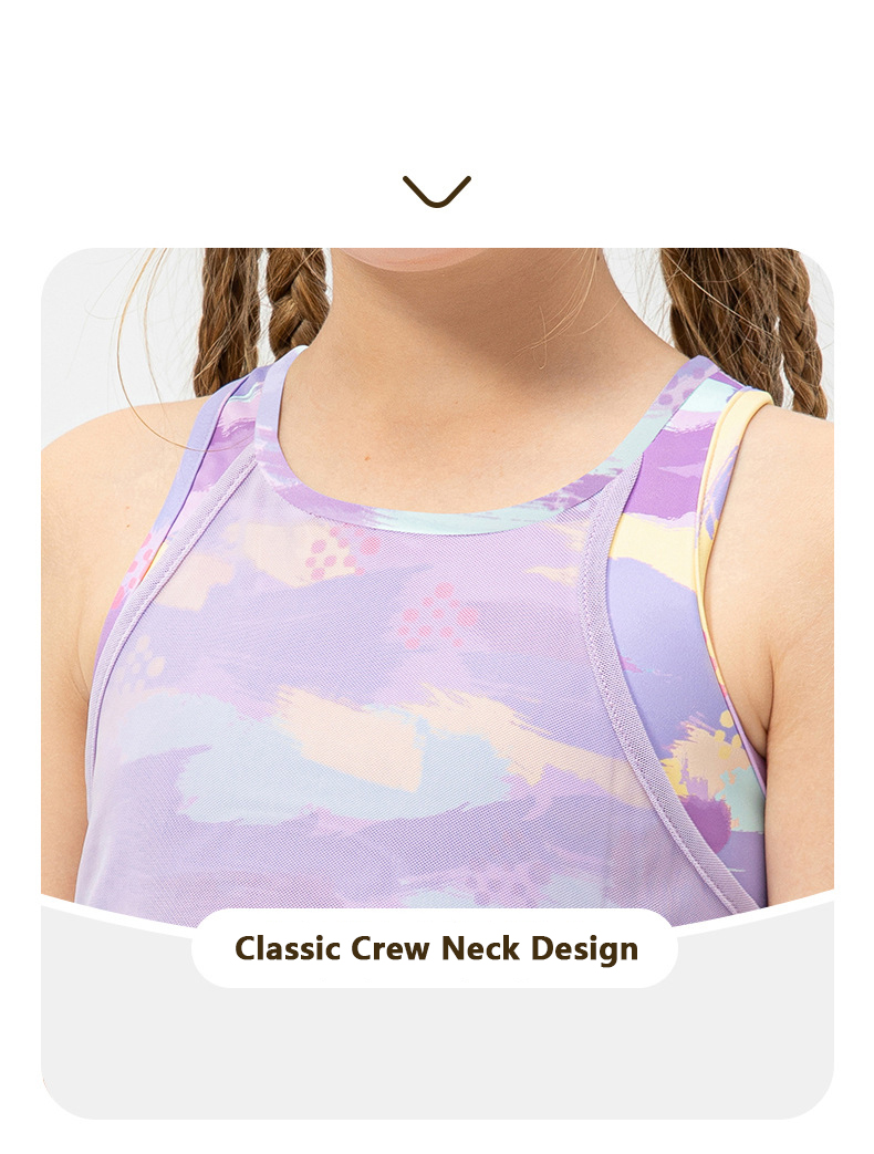 NWT 2 Pcs per set Girls Kid Cute Mesh Top Quick Dry Breathable Stretch Vest Kids Tank Top Children Yoga Shorts Dance Shorts