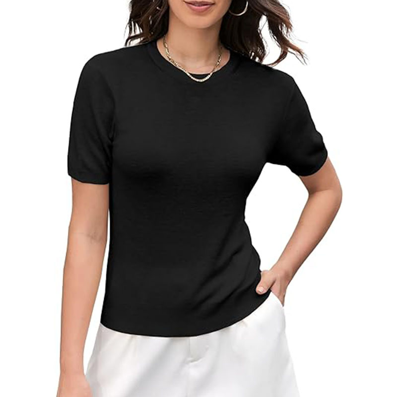 Women Crewneck T-Shirt Lightweight Cotton Short Sleeve Tee
