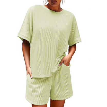 2025 Women Short Sleeve and High Waist Shorts Lounge Sets