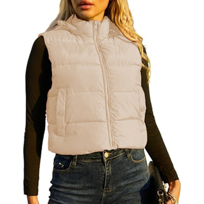 Womens Cropped Puffer Winter Sleeveless Warm Outerwear Vests