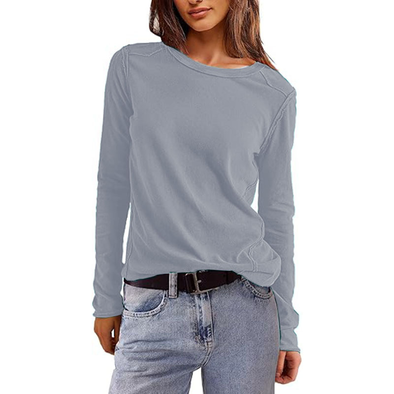 Women's Cotton Crewneck T-Shirts Long Sleeve