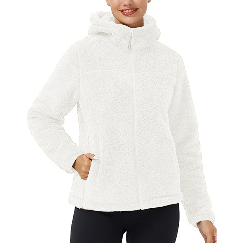 Women's Fuzzy Fleece Jacket Full Zip Up Lightweight