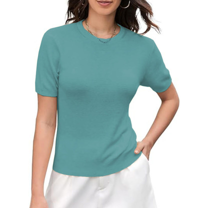 Women Crewneck T-Shirt Lightweight Cotton Short Sleeve Tee
