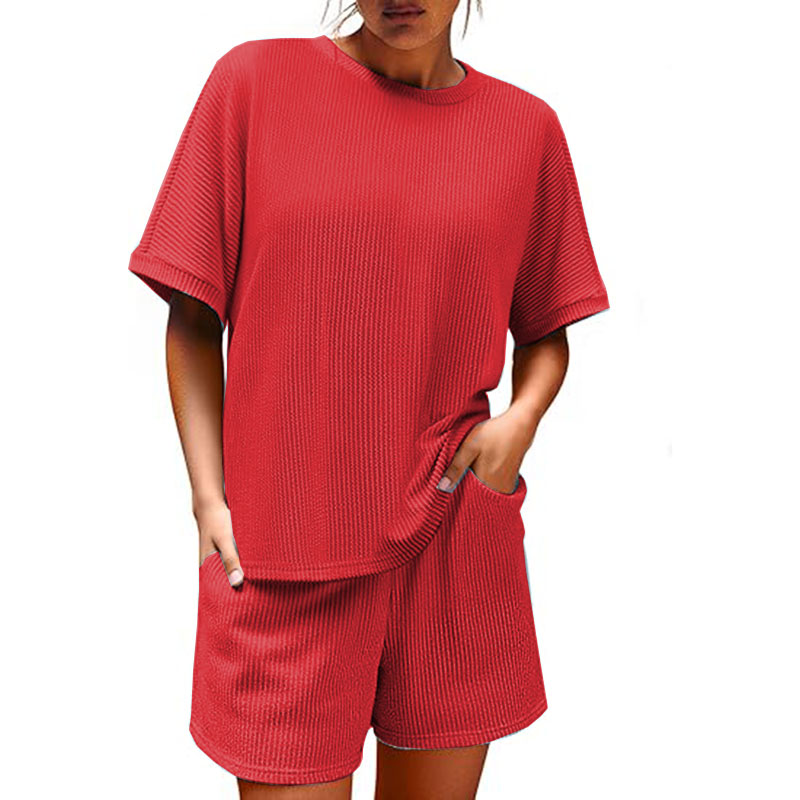 2025 Women Short Sleeve and High Waist Shorts Lounge Sets