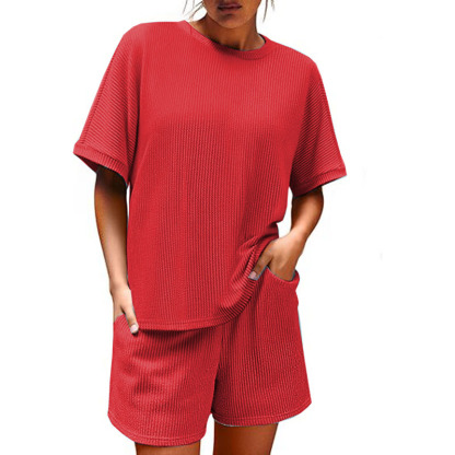 2025 Women Short Sleeve and High Waist Shorts Lounge Sets