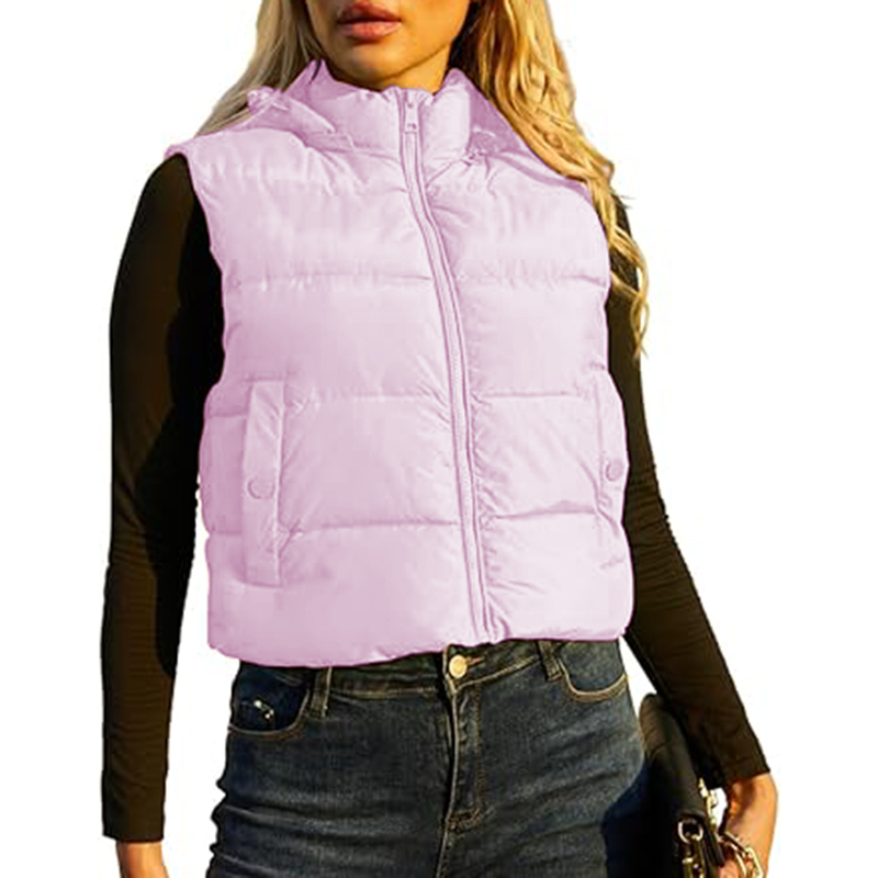 Womens Cropped Puffer Winter Sleeveless Warm Outerwear Vests