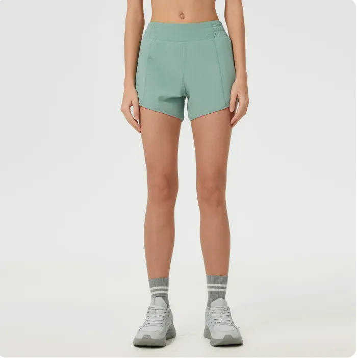 New Women Running High Waisted Pocket Sporty Workout Shorts